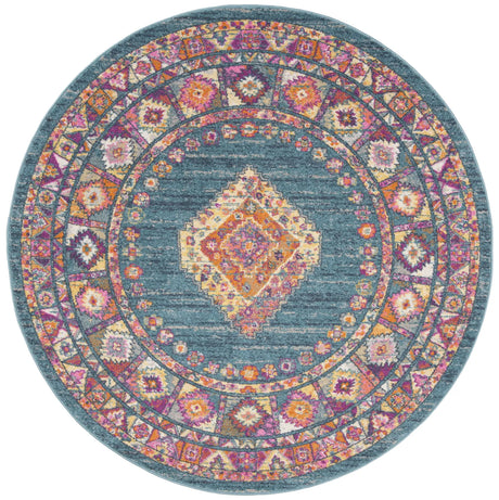 Safavieh Madison 6'-7" x 6'-7" Rug in Light Blue / Orange
