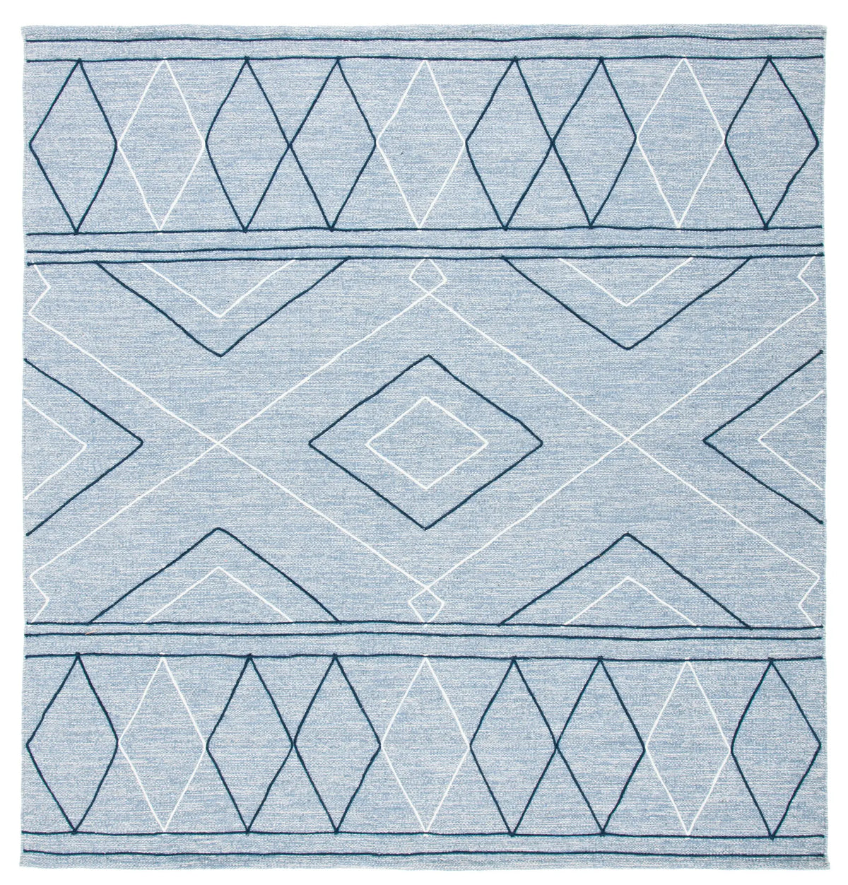 Safavieh Striped Kilim 7'-0" x 7'-0" Rug in Light Blue / Ivory