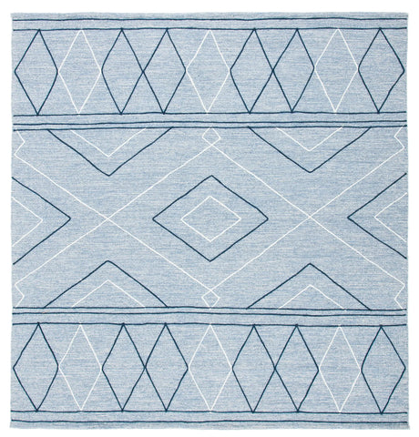 Safavieh Striped Kilim 7'-0" x 7'-0" Rug in Light Blue / Ivory