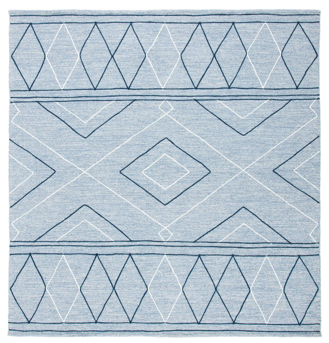 Safavieh Striped Kilim 7'-0" x 7'-0" Rug in Light Blue / Ivory