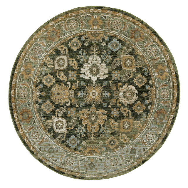 Oriental Weavers Sphinx Andorra 2417B Green/Gold Rugs - round