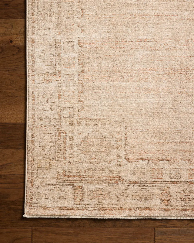 Chris Loves Julia x Loloi Palma PLM-02 Spice / Natural Rug - corner on wood