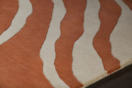 Chandra Stella STE-52180 Orange / White rug, side detail view