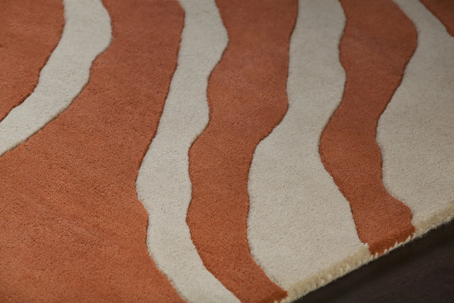 Chandra Stella STE-52180 Orange / White rug, side detail view
