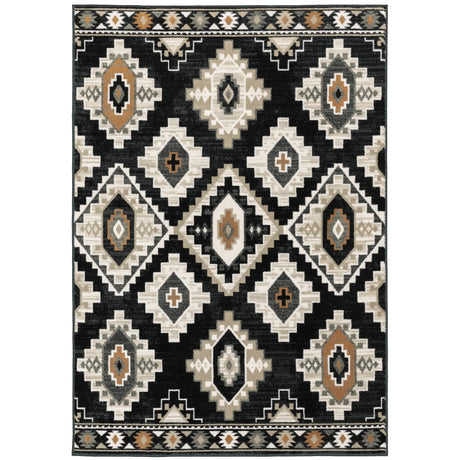 Oriental Weavers Sphinx Georgia 605F0 Charcoal/ Ivory Rugs - main flat