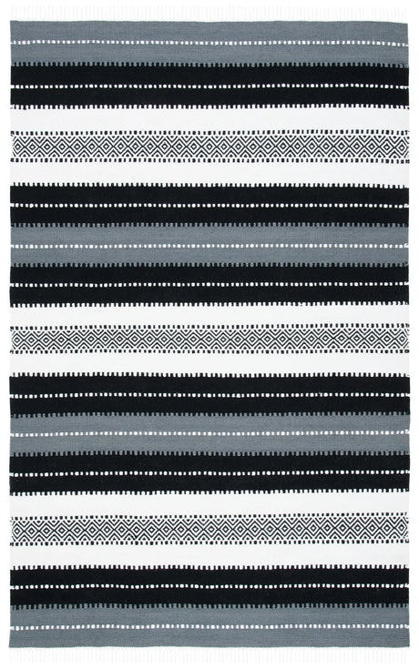 Safavieh Striped Kilim 4'-0" x 6'-0" Rug in Black / Ivory