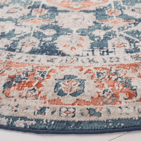 Safavieh Madison 800 6'-7" x 6'-7" Rug in Navy / Rust