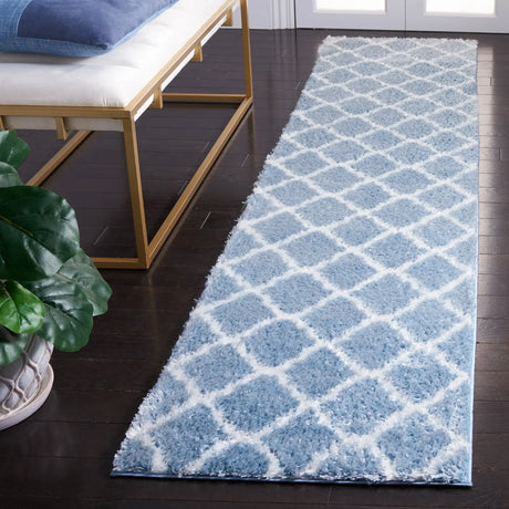 Safavieh Tahoe Shag 2'-0" x 9'-0" Rug in Blue / White