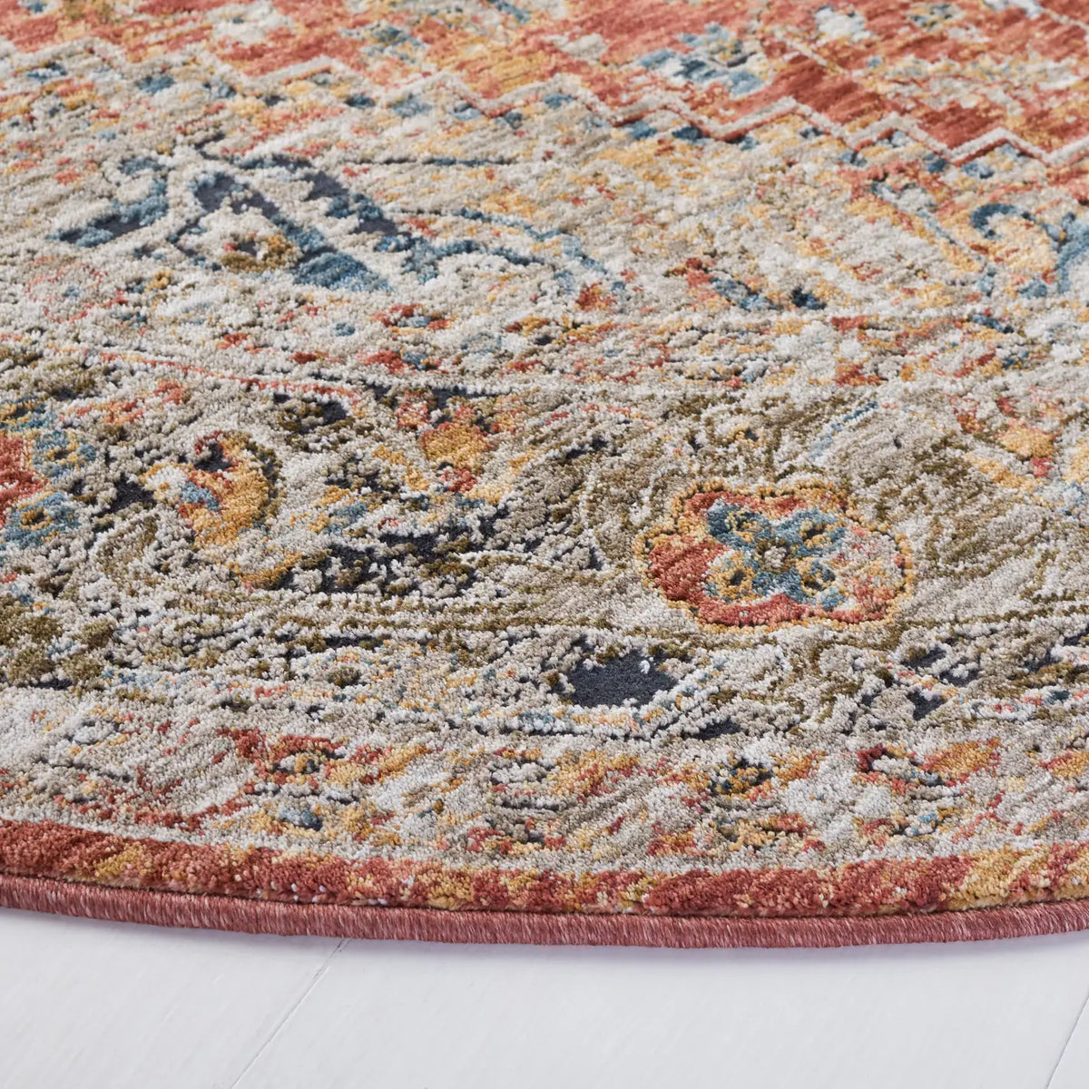 Safavieh Silverado 6'-4" x 6'-4" Rug in Rust / Blue