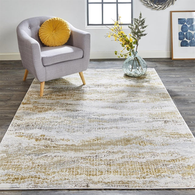 Feizy Aura 3735F Beige/Gold Rugs.