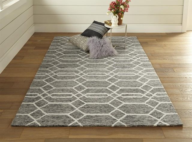 Feizy Belfort 8777F Gray/Ivory Rugs.