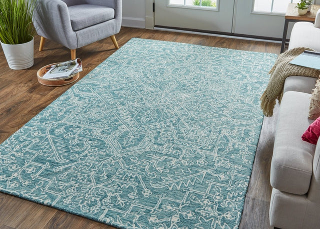 Feizy Belfort 8778F Teal/Ivory Rugs.