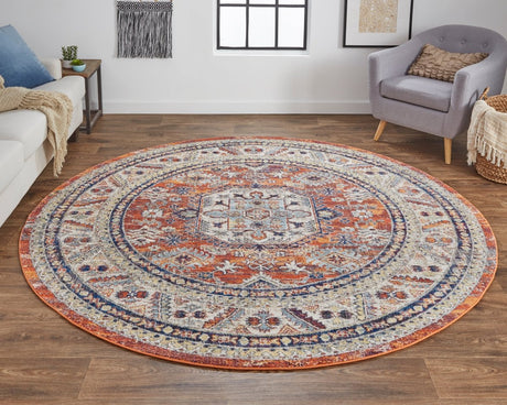 Feizy Bellini I3136 Orange/Blue Rugs.