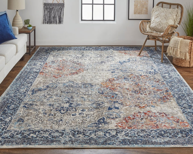 Feizy Bellini I39Cq Blue/Orange Rugs.