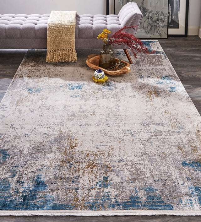 Feizy Cadiz 3889F Ivory/Blue Rugs.