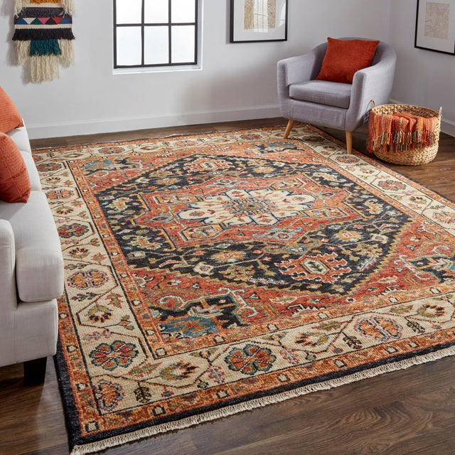 Feizy Carrington 6803F Rust/Charcoal Rug.