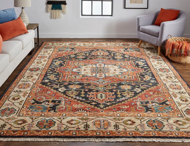 Feizy Carrington 6803F Rust/Charcoal Rug.