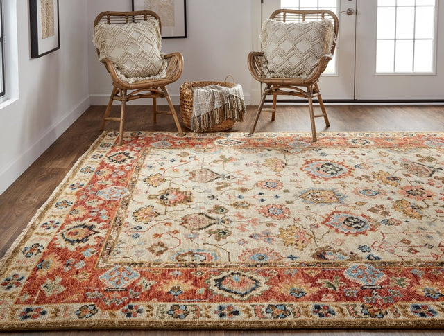 Feizy Carrington 6805F Beige/Rust Rug.