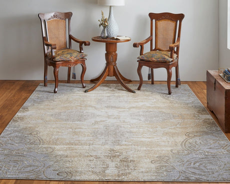 Feizy Celene Cel39L1F Silver/Tan/Gray Rug.