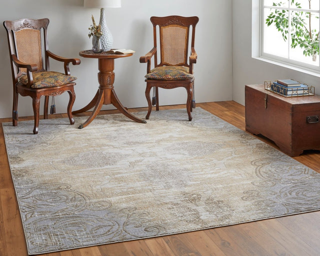 Feizy Celene Cel39L1F Silver/Tan/Gray Rug.