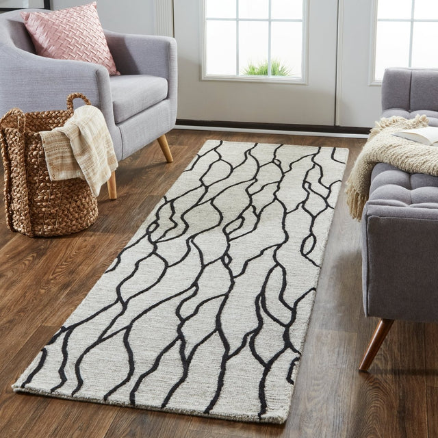 Feizy Enzo 8734F Taupe/Black Rugs.