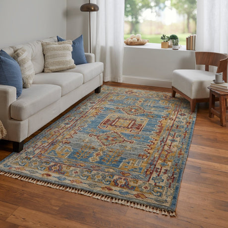 Feizy Fillmore Fil6944F Blue/Yellow/Red Rug.