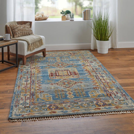 Feizy Fillmore Fil6944F Blue/Yellow/Red Rug.