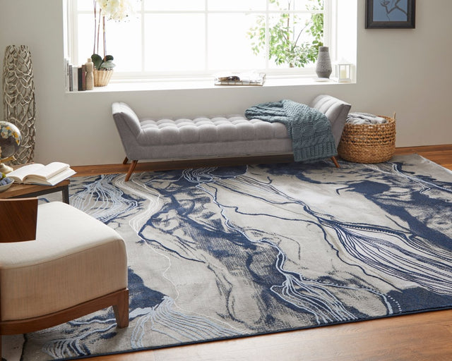 Feizy Gaspar 78739Ktf Blue/Gray/Ivory Rug.