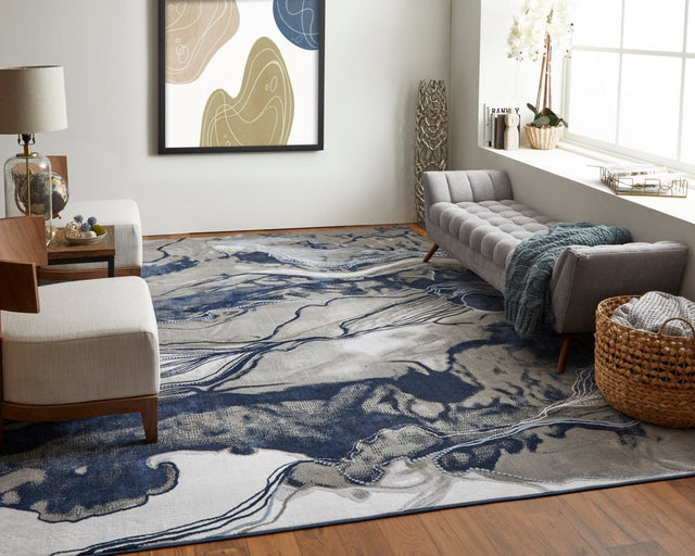 Feizy Gaspar 78739Ktf Blue/Gray/Ivory Rug.