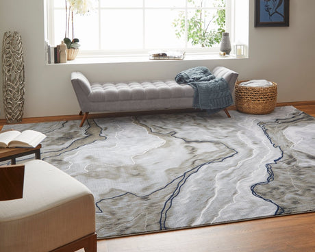 Feizy Gaspar 78739Kuf Taupe/Gray/Blue Rug.