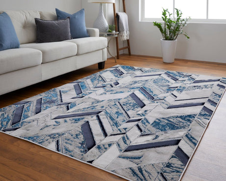 Feizy Indio Ind39H1F Ivory/Blue/Gray Rug.