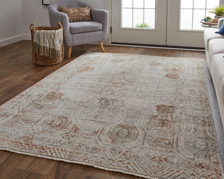 Feizy Kaia Kai39Gkf Tan/Ivory/Orange Rug.