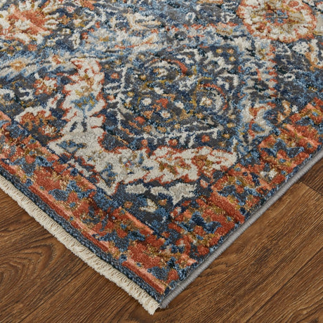 Feizy Kaia Kai39Hrf Blue/Orange/Ivory Rug.