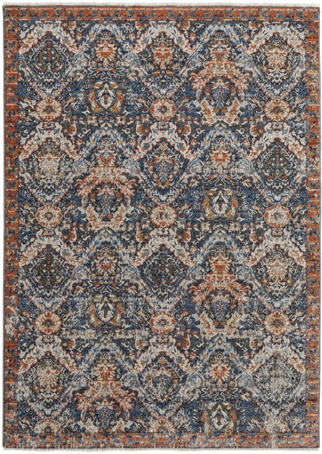 Feizy Kaia Kai39Hrf Blue/Orange/Ivory Rug.