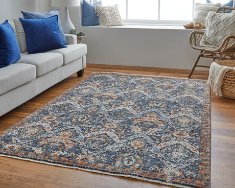 Feizy Kaia Kai39Hrf Blue/Orange/Ivory Rug.