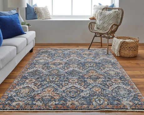 Feizy Kaia Kai39Hrf Blue/Orange/Ivory Rug.