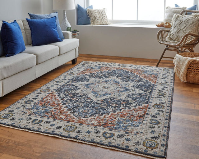 Feizy Kaia Kai39Htf Ivory/Blue/Red Rug.