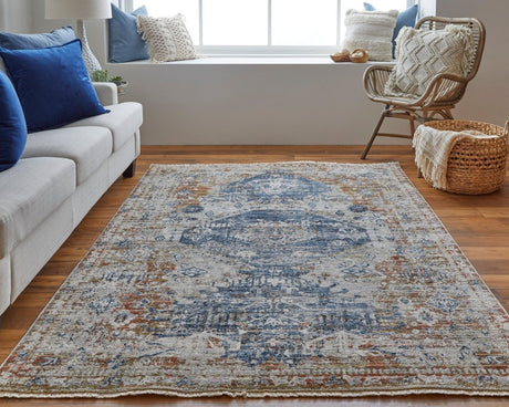 Feizy Kaia Kai39Hwf Ivory/Orange/Blue Rug.