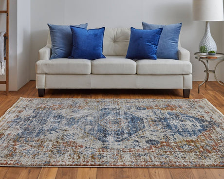 Feizy Kaia Kai39Hwf Ivory/Orange/Blue Rug.