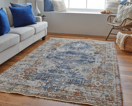 Feizy Kaia Kai39Hwf Ivory/Orange/Blue Rug.