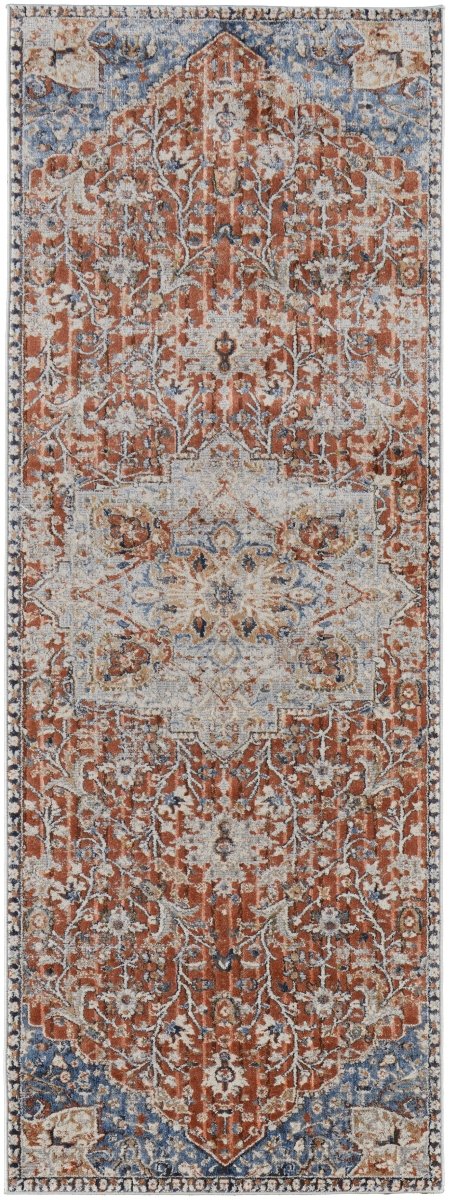 Feizy Kaia Kai39Hxf Orange/Ivory/Blue Rug.