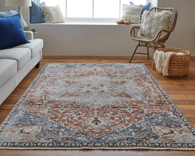 Feizy Kaia Kai39Hxf Orange/Ivory/Blue Rug.