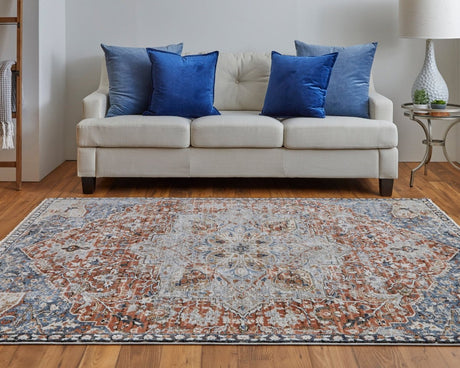 Feizy Kaia Kai39Hxf Orange/Ivory/Blue Rug.