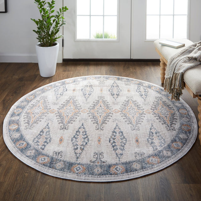 Feizy Kyra 3847F Ivory/Blue Rugs.