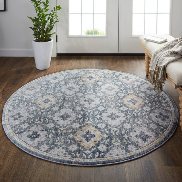 Feizy Kyra 3858F Blue/Gold Rugs.