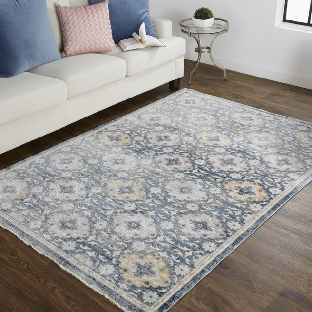 Feizy Kyra 3858F Blue/Gold Rugs.