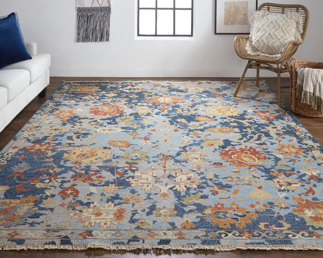 Feizy Leylan Ley0587F Blue/Orange/Red Rug.