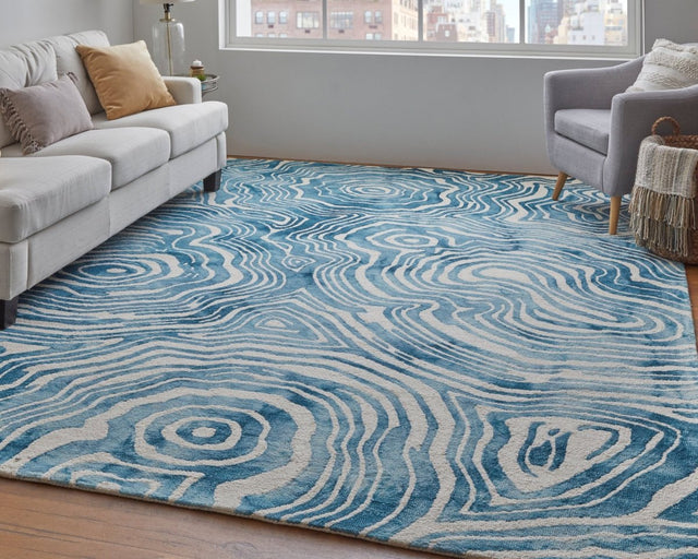 Feizy Lorrain 6108920F Blue/Ivory Rug.