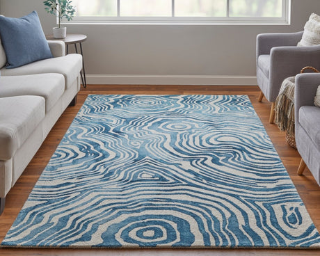 Feizy Lorrain 6108920F Blue/Ivory Rug.