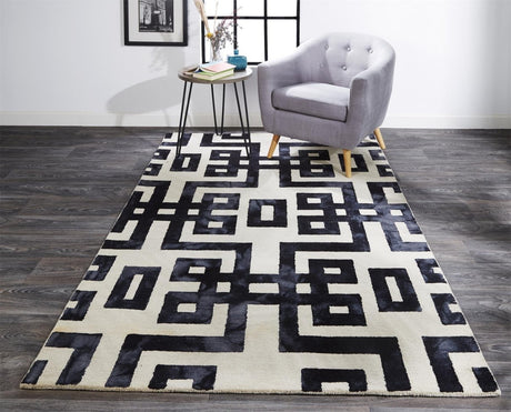 Feizy Lorrain 8568F Black/Ivory Rugs.